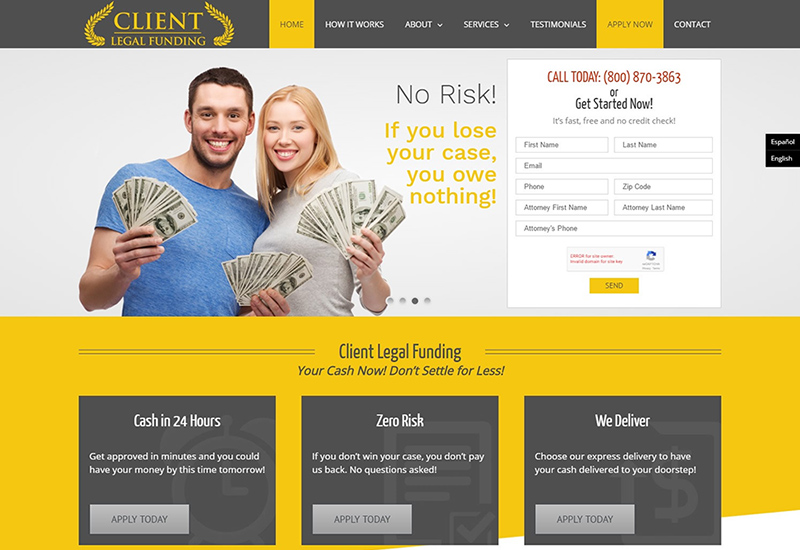 Custom WordPress Site - Client Legal Funding